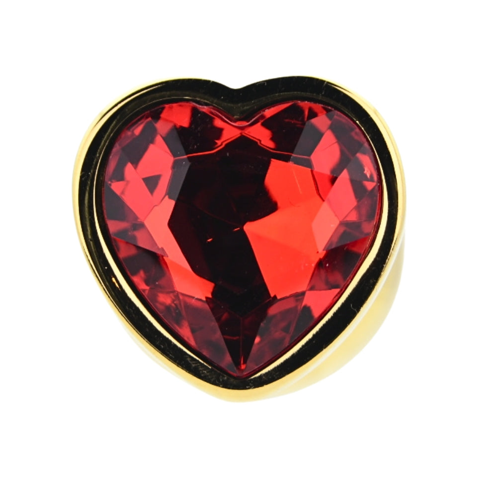 Toosh Heart Shaped Gold 3.75 Inch with Red Stone Large – Jewelled Large Butt Plug > Anal Range > Jewel Butt Plugs