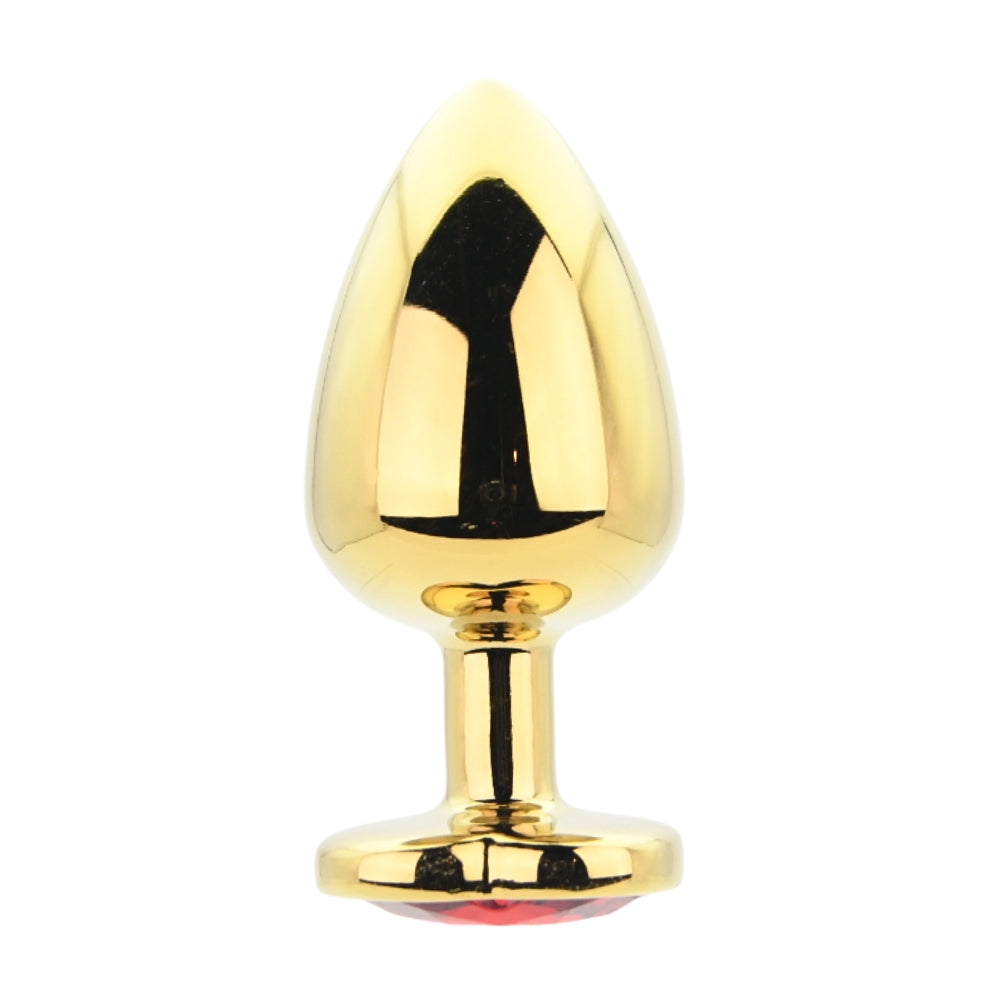 Toosh Heart Shaped Gold 3.75 Inch with Red Stone Large – Jewelled Large Butt Plug Default Title > Anal Range > Jewel Butt Plugs