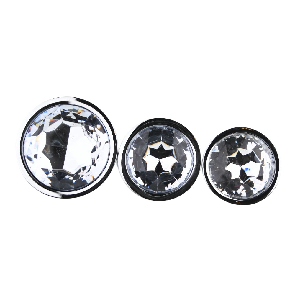 Toosh Metal Butt Plug Set (Silver) – Small, Medium, Large Jewelled Base Butt Plug Set > Anal Range > Jewel Butt Plugs