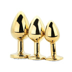 Toosh Metal Butt Plug Set of 3 (Gold) – Jewelled Base Smooth Surface Butt Plug Set > Anal Range > Jewel Butt Plugs
