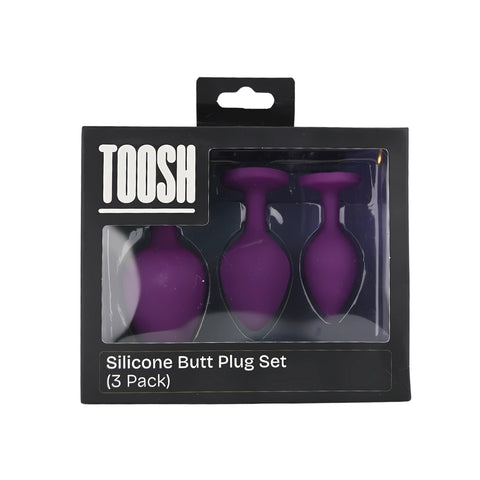Toosh Silicone Butt Plug Set of 3 (Purple Clear Stone) – Smooth Surface Butt Plugs > Anal Range > Jewel Butt Plugs