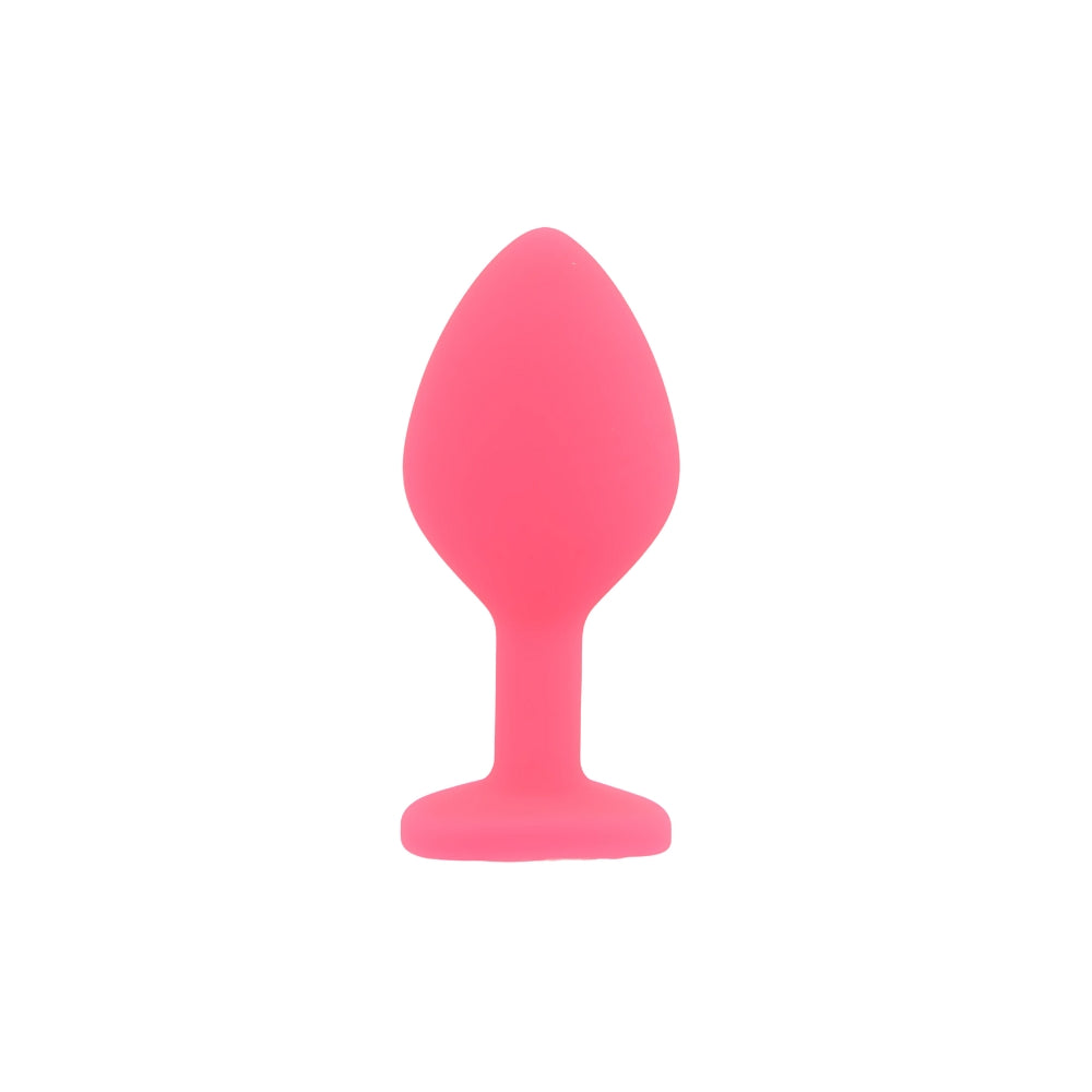 Toosh Silicone Butt Plug Set of 3 (Pink Clear Stone) – Small 2.9", Medium 3.2", Large 3.7" Jewelled Base Silicone Butt Plugs > Anal Range > Jewel Butt Plugs