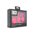 Toosh Silicone Butt Plug Set of 3 (Pink Clear Stone) – Jewelled Base Silicone Butt Plugs > Anal Range > Jewel Butt Plugs