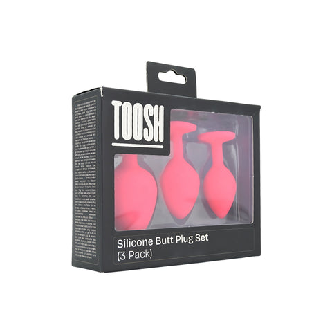 Toosh Silicone Butt Plug Set of 3 (Pink Clear Stone) – Jewelled Base Silicone Butt Plugs > Anal Range > Jewel Butt Plugs