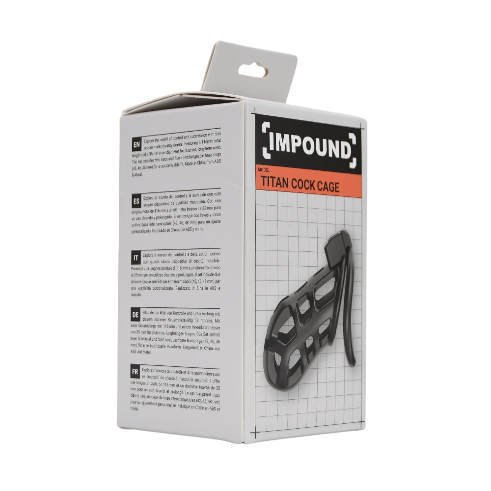 Impound Titan (Black) – Chastity Cage with Multiple Base Rings > Bondage Gear > Male Chastity