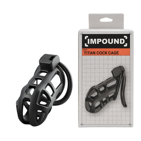 Impound Titan (Black) – Chastity Cage with Multiple Base Rings > Bondage Gear > Male Chastity