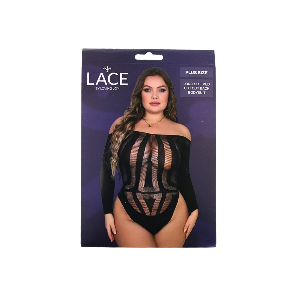 Loving Joy Plus Size Long Sleeved Cut Out Back Bodysuit – Lingerie > Clothes > Plus Size Lingerie