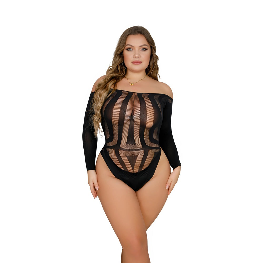 Loving Joy Plus Size Long Sleeved Cut Out Back Bodysuit – Lingerie > Clothes > Plus Size Lingerie