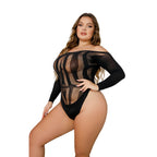 Loving Joy Plus Size Long Sleeved Cut Out Back Bodysuit – Lingerie > Clothes > Plus Size Lingerie