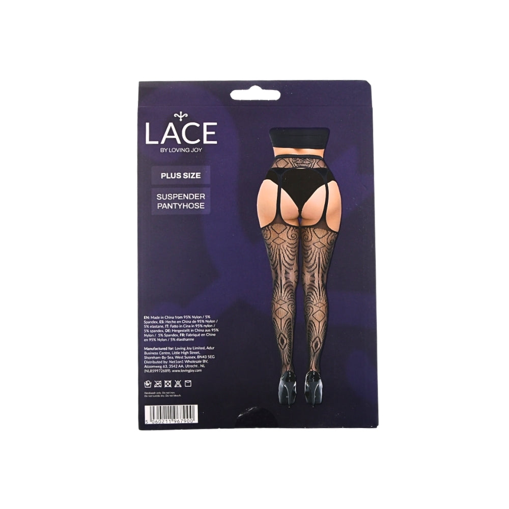 Lace by LJ Plus Size Suspender Pantyhose – Stretchy Lace Tights > Clothes > Plus Size Lingerie