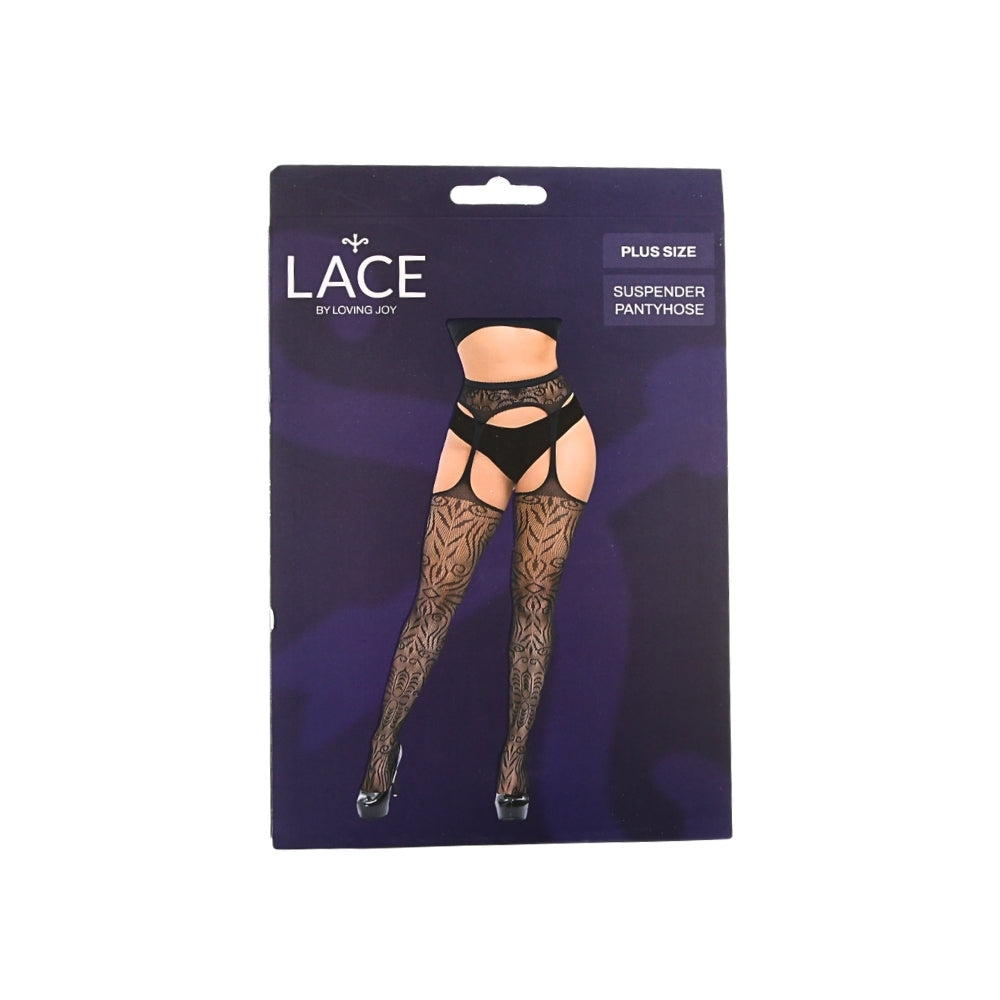 Lace by LJ Plus Size Suspender Pantyhose – Stretchy Lace Tights > Clothes > Plus Size Lingerie