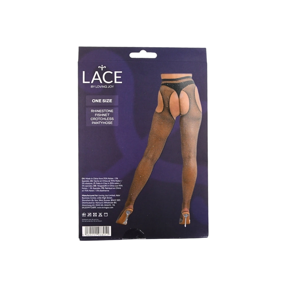 Lace by LJ Rhinestone Fishnet Crotchless Pantyhose – Women's Hosiery > Clothes > Hosiery > Pantyhose & Tights