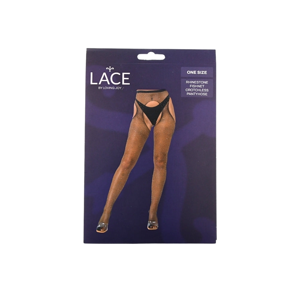 Lace by LJ Rhinestone Fishnet Crotchless Pantyhose – Women's Hosiery > Clothes > Hosiery > Pantyhose & Tights