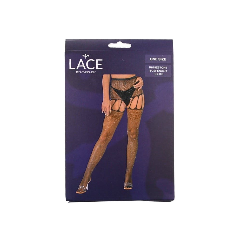 Lace by LJ Rhinestone Suspender Tights > Clothes > Hosiery > Garterbelt Sets