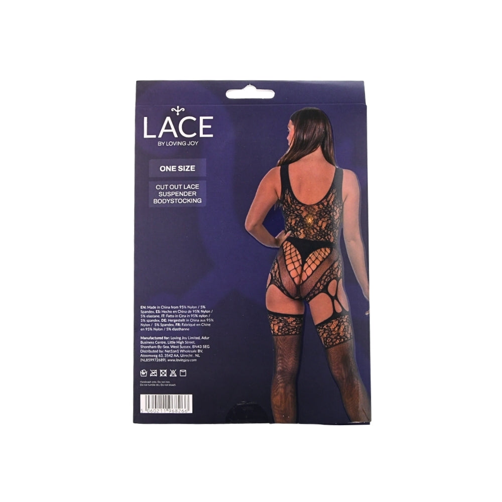 Lace by LJ Cut Out Lace Suspender Bodystocking – Lingerie > Clothes > Bodies and Playsuits