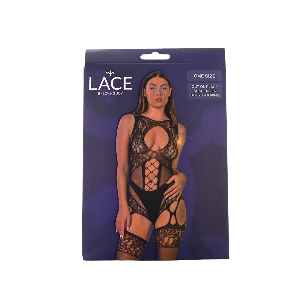 Lace by LJ Cut Out Lace Suspender Bodystocking – Lingerie > Clothes > Bodies and Playsuits