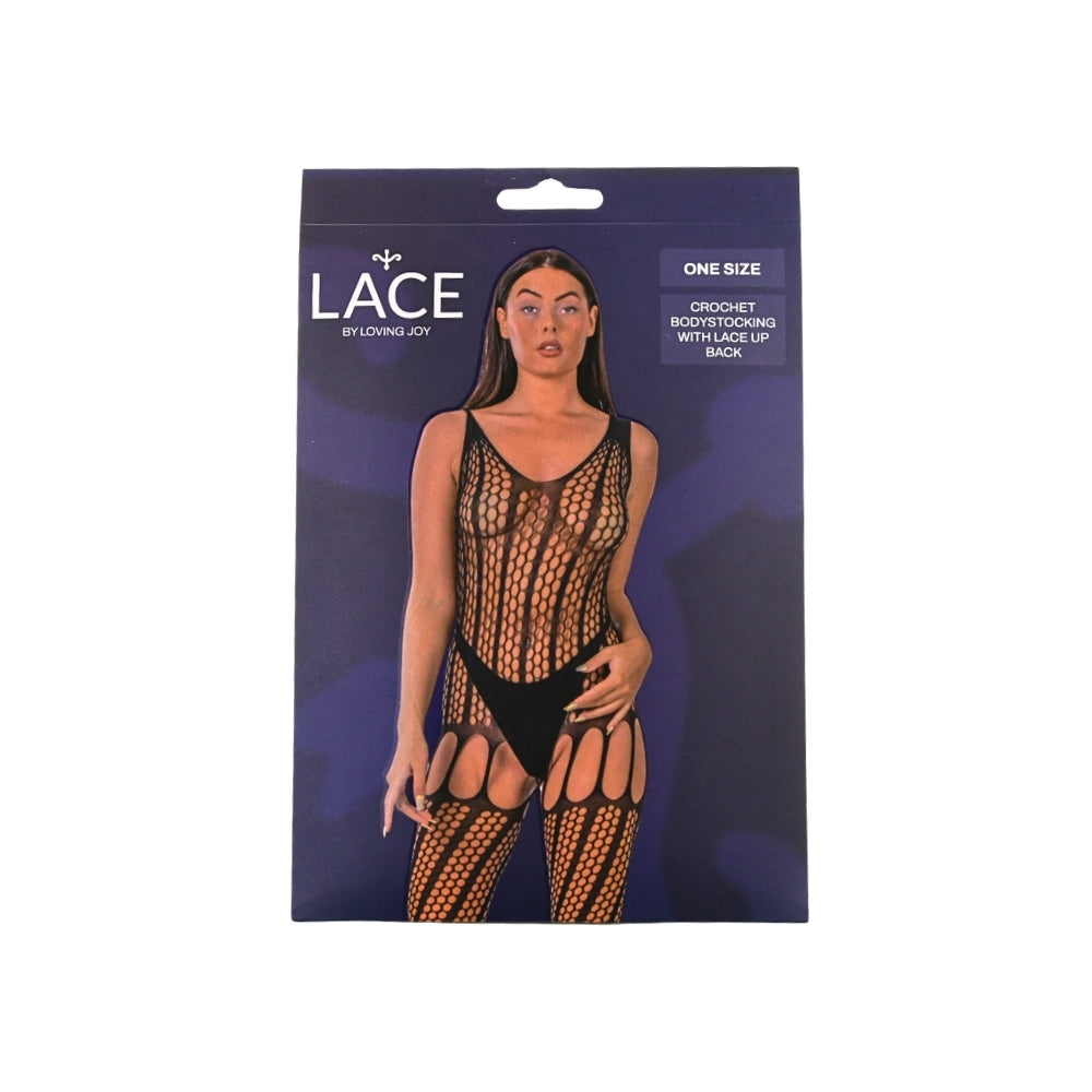 Lace by LJ Crochet Bodystocking with Lace Up Back – Bodystocking > Clothes > Bodies and Playsuits