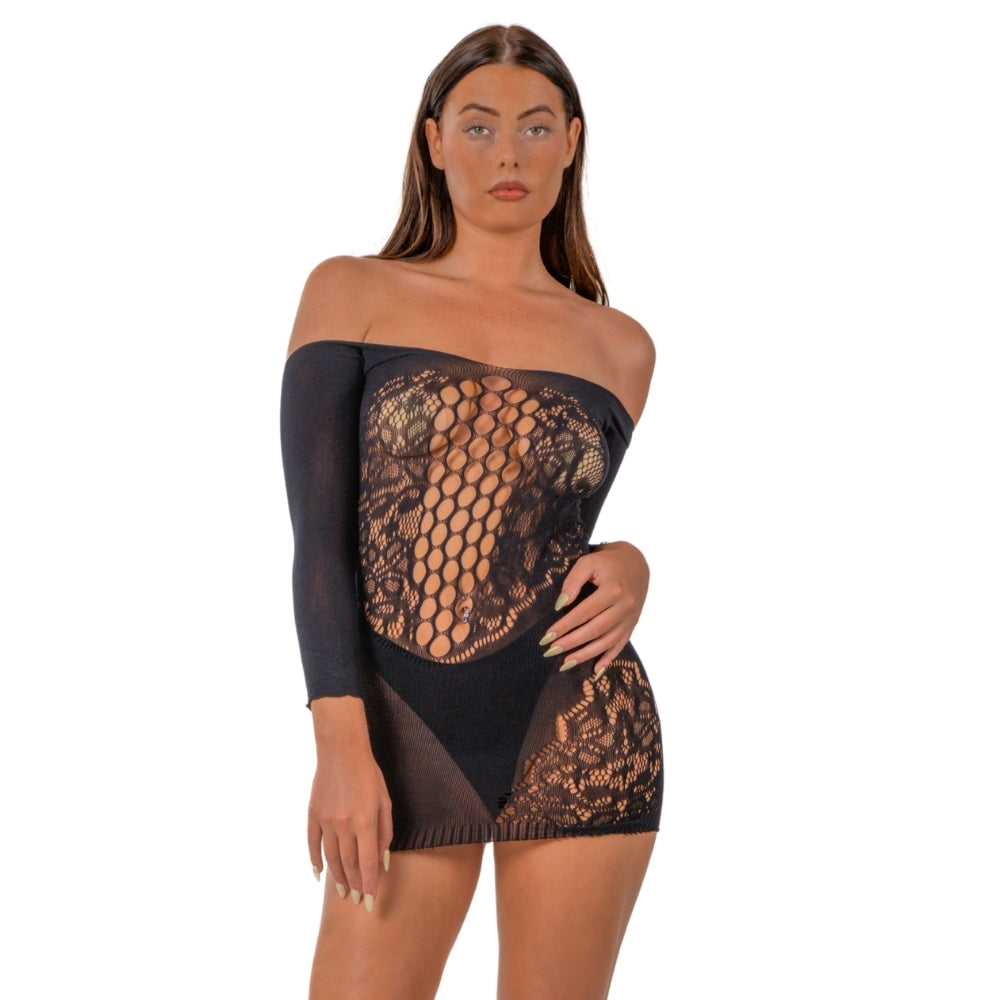 Lace by LJ Off the Shoulder Mini Dress – Women's Lingerie Default Title > Clothes > Dresses and Chemises