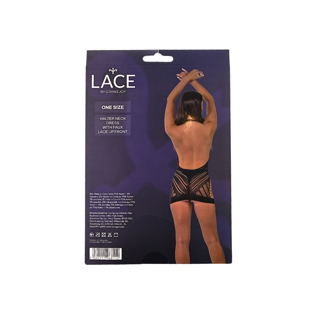 Lace by LJ Halter Neck Dress with Faux Lace-Up Front – Lingerie > Clothes > Dresses and Chemises