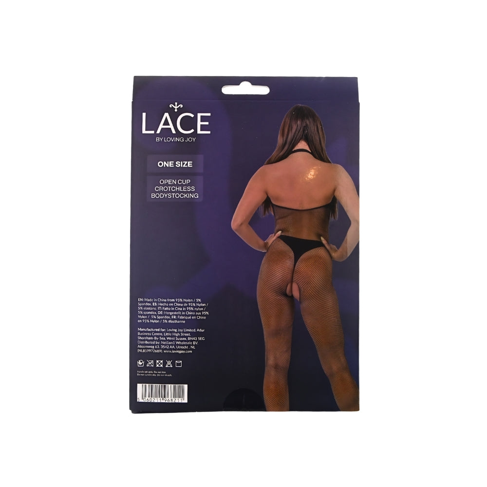 Lace by LJ Fishnet Open Cup Crotchless Bodystocking – Lingerie > Clothes > Bodies and Playsuits