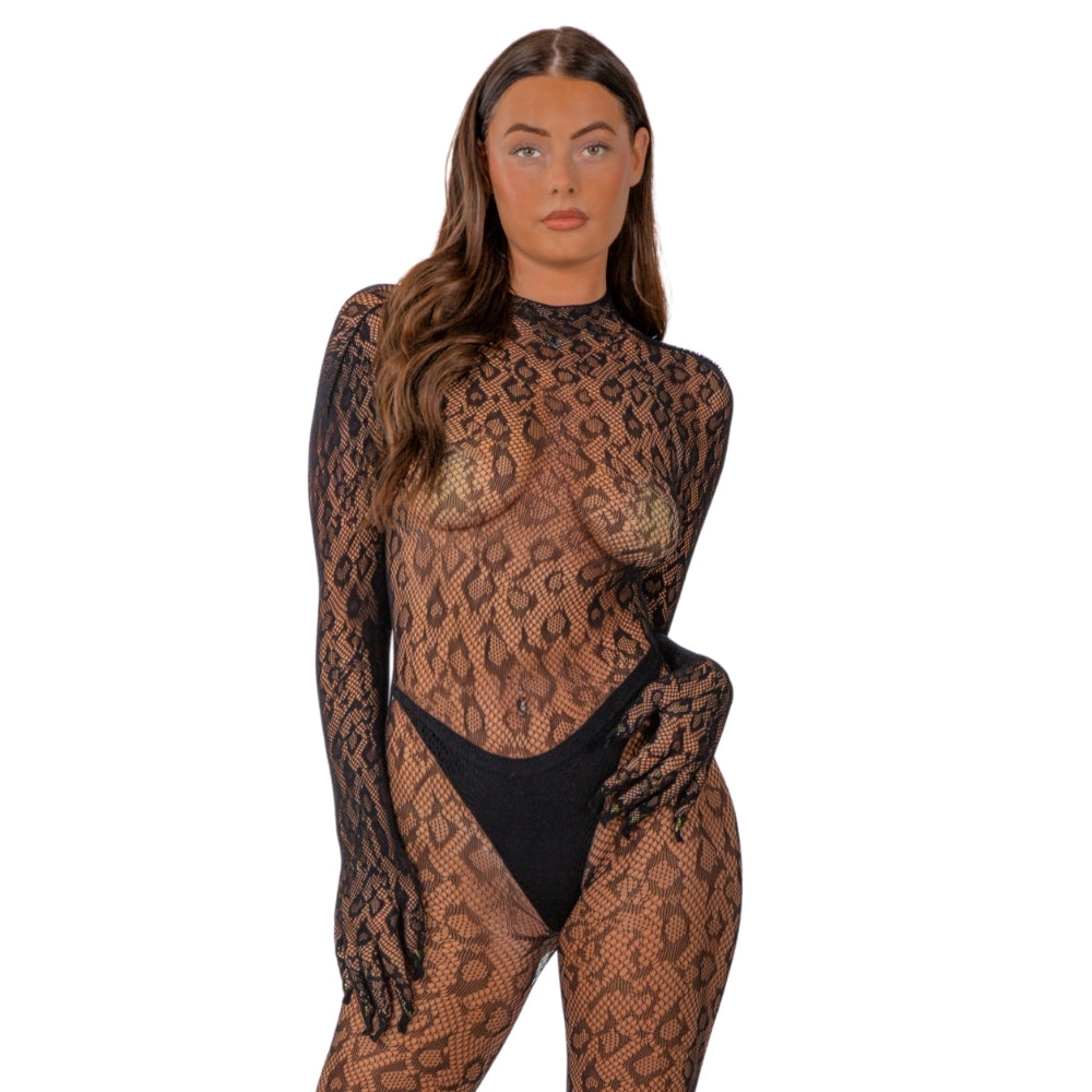 Lace by LJ Gloved Leopard Print Catsuit – Full-Length Catsuit Default Title > Clothes > Costumes > Womens