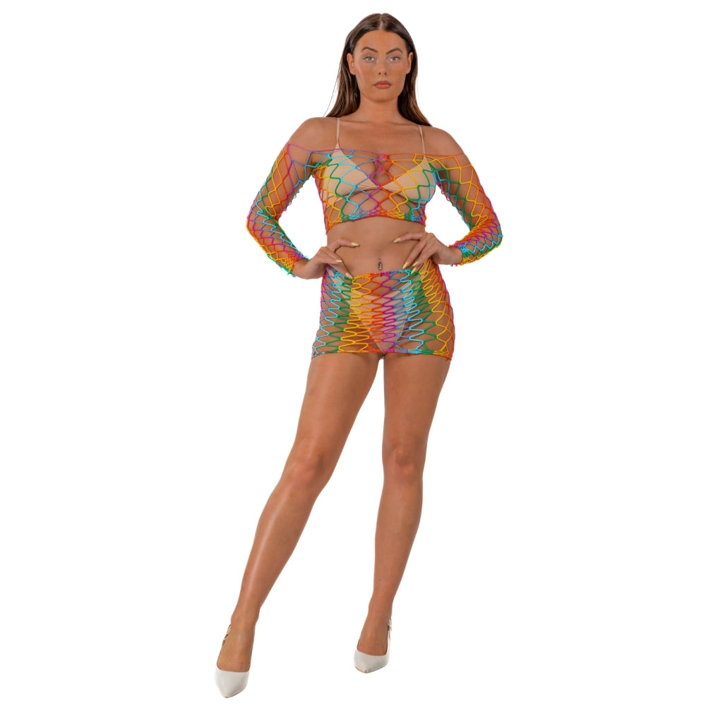 Lace by LJ Rainbow Crop Top and Mini Skirt Set – Festival Lingerie > Clothes > Lingerie Sets