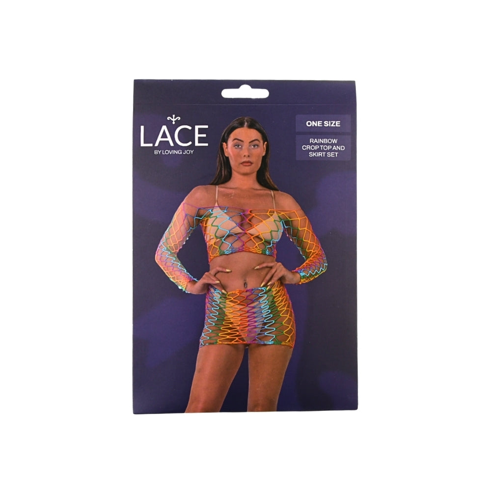 Lace by LJ Rainbow Crop Top and Mini Skirt Set – Festival Lingerie > Clothes > Lingerie Sets