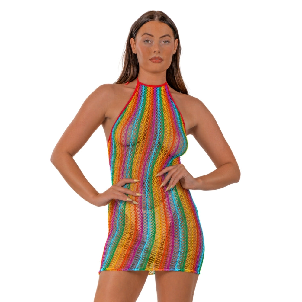 Lace by LJ Rainbow Halter Neck Dress – Summer Fashion Dress Default Title > Clothes > Dresses and Chemises