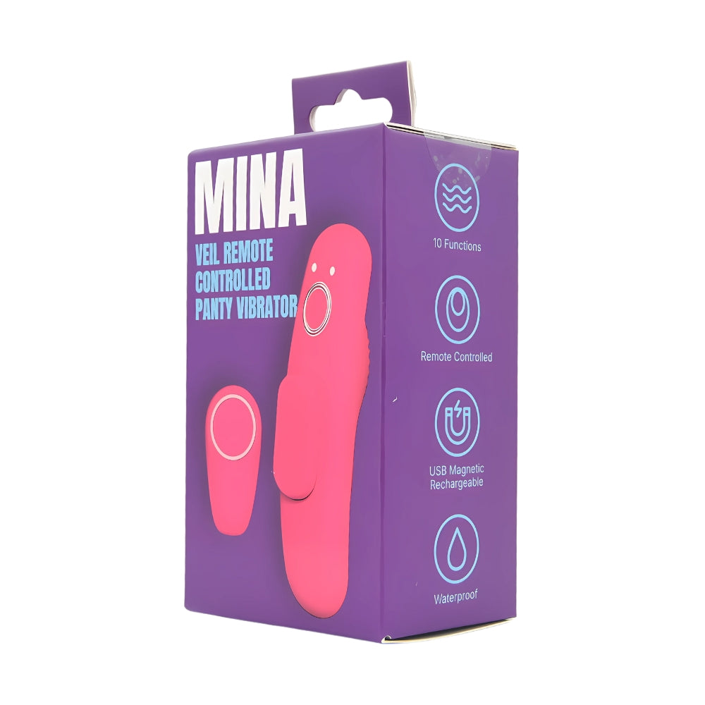 Mina Veil (Black) – Remote-Controlled USB Rechargeable Silicone Panty Vibrator 4 Inch Length Panty Vibrators