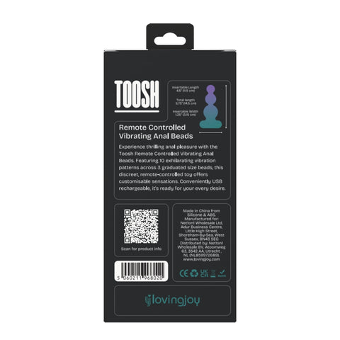 Toosh Remote Controlled Vibrating Anal Beads – Remote-Controlled Anal Toy > Anal Range > Anal Beads
