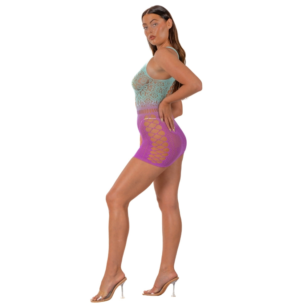 Lace By LJ Ombre Faux Lace-Up Mini Dress > Clothes > Dresses and Chemises