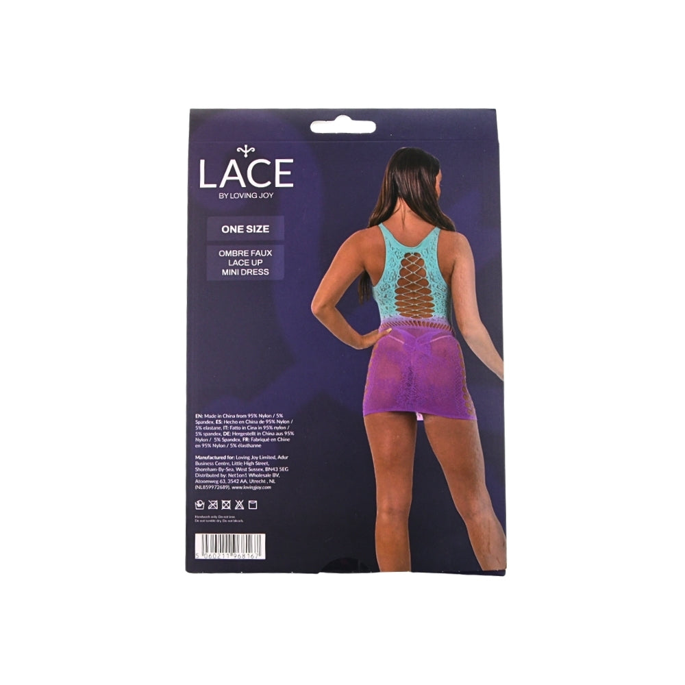 Lace By LJ Ombre Faux Lace-Up Mini Dress > Clothes > Dresses and Chemises