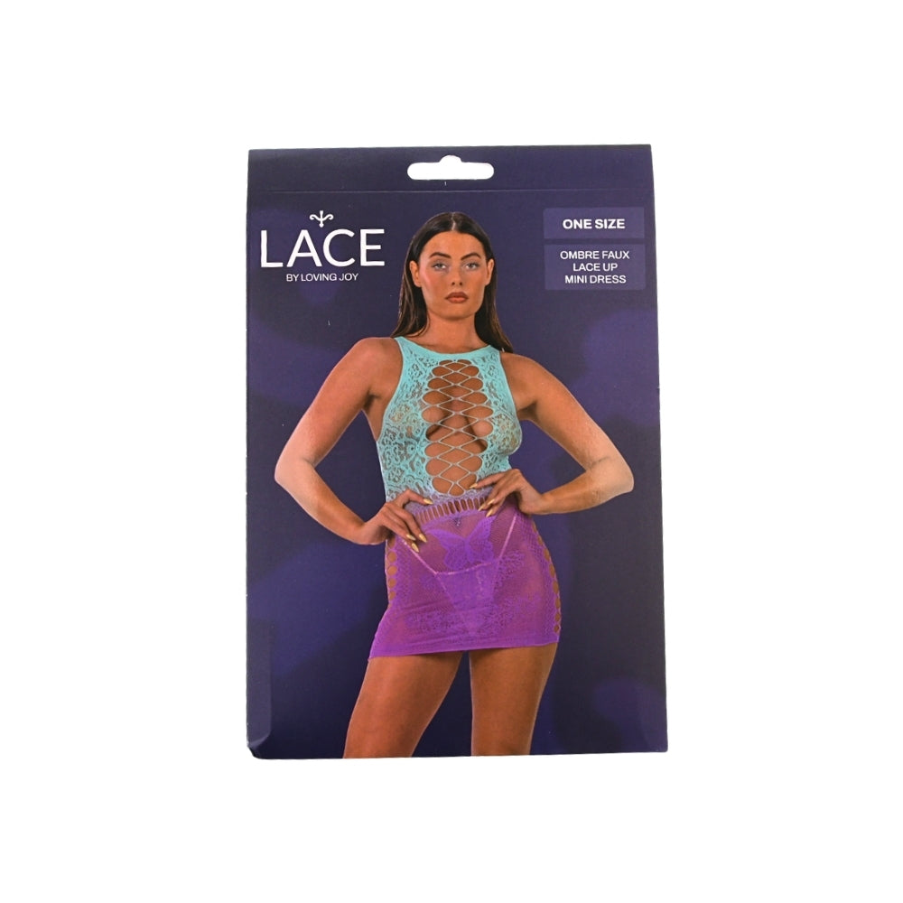 Lace By LJ Ombre Faux Lace-Up Mini Dress > Clothes > Dresses and Chemises