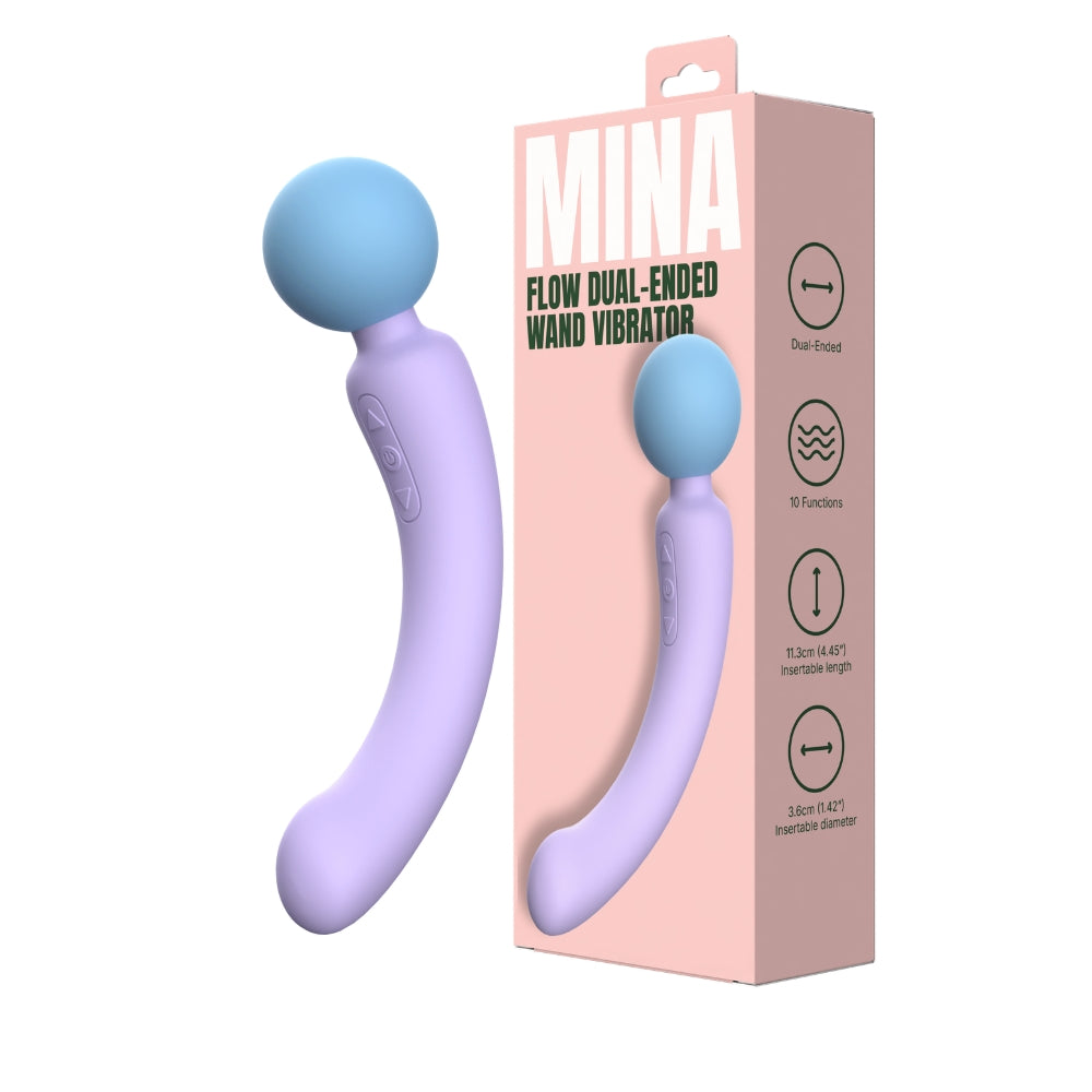 Mina Flow Dual-Ended Wand Vibrator – Curved G-Spot Silicone 11.3cm Insertable Length Wand Vibrators