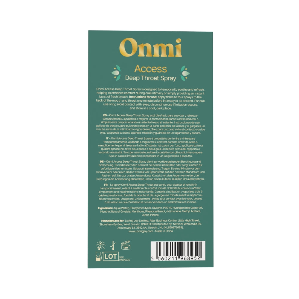 Onmi Access Deep Throat Spray – Mint Flavour 15ml Intimate Spray > Lube > Oral Gels & Sprays