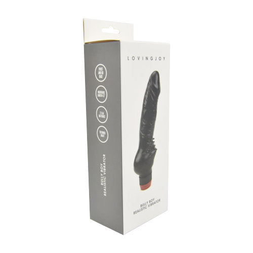 Loving Joy Bully Boy (Black) – Realistic Multi-Speed Latex Vibrator 7 Inch DONGS Vibrating