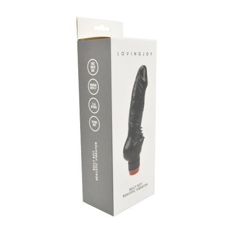 Loving Joy Bully Boy (Black) – Realistic Multi-Speed Latex Vibrator 7 Inch DONGS Vibrating