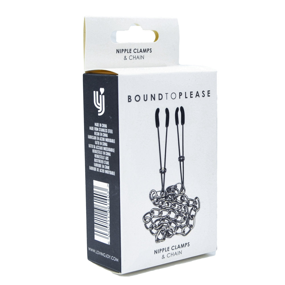 Bound to Please Adjustable Nipple Clamps with Chain – Nickel-Free Nipple Clamps > Sex Toys > Nipple Clamps