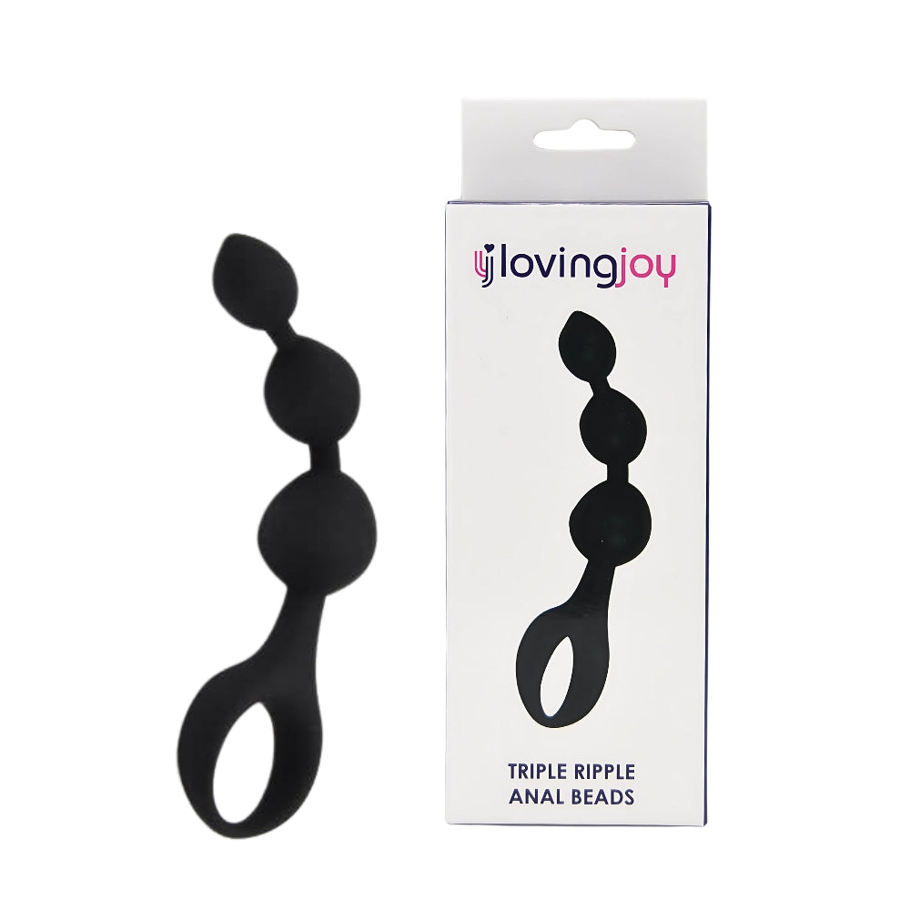 Loving Joy Triple Ripple (Black) – Hypo-Allergenic Silicone 5.5" Anal Beads > Anal Range > Anal Beads