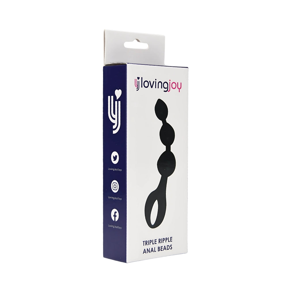 Loving Joy Triple Ripple (Black) – Hypo-Allergenic Silicone 5.5" Anal Beads > Anal Range > Anal Beads