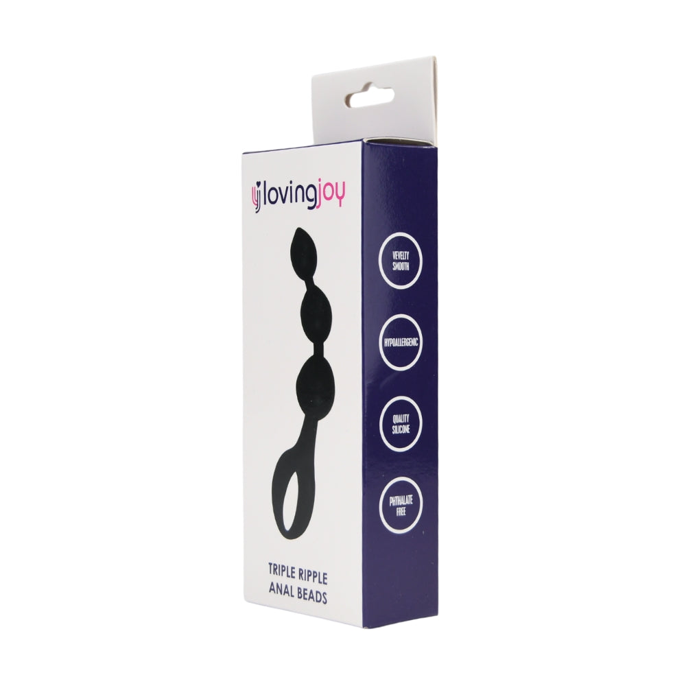 Loving Joy Triple Ripple (Black) – Hypo-Allergenic Silicone 5.5" Anal Beads > Anal Range > Anal Beads