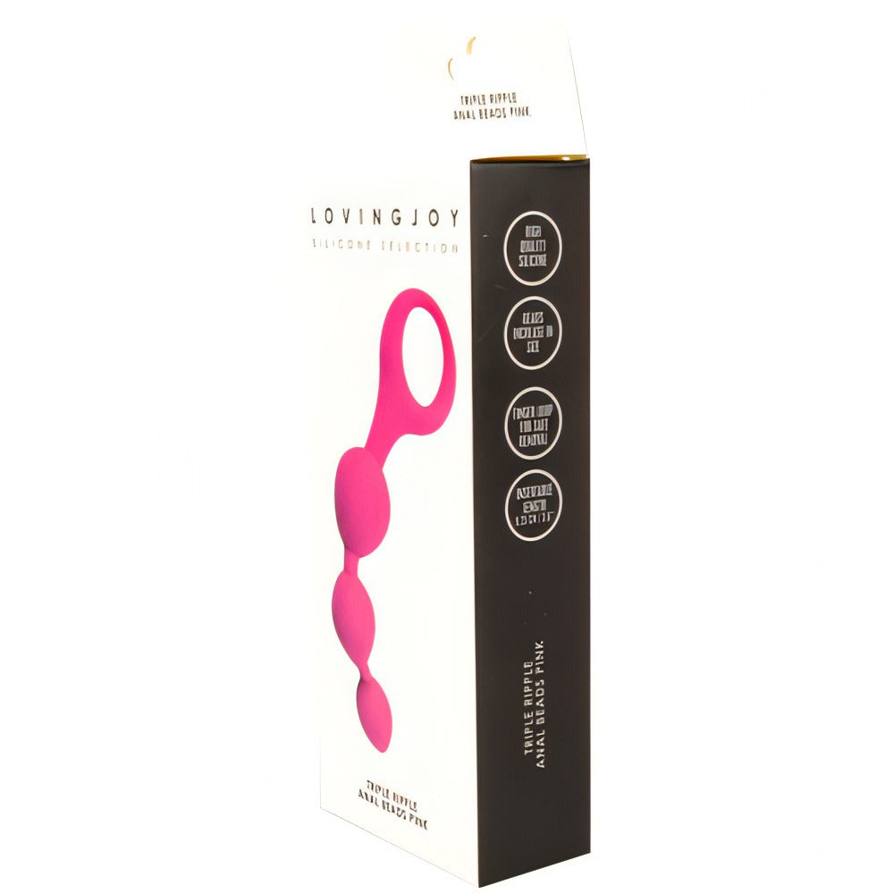 Loving Joy Triple Ripple (Pink) – Hypoallergenic 5.5" Silicone Anal Beads > Anal Range > Anal Beads