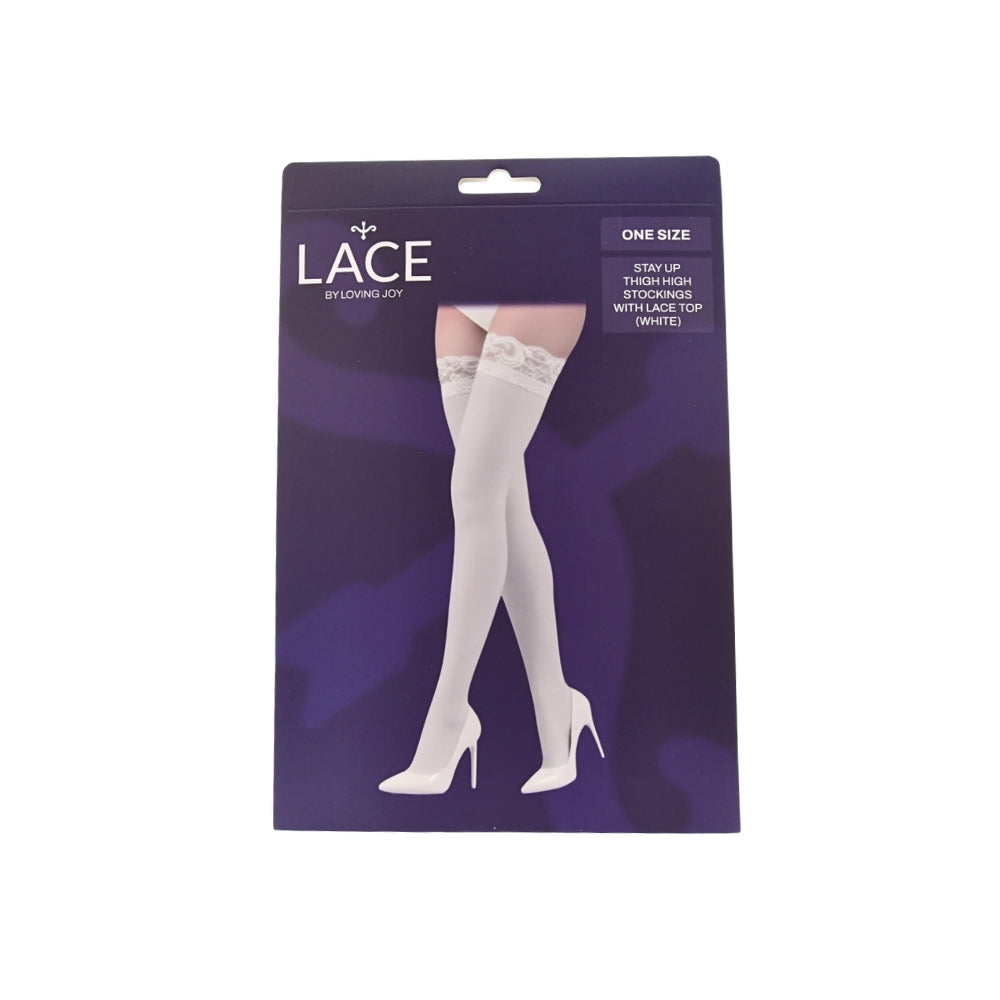 Lace by LJ Stay Up Thigh High Stockings with Lace Top – Black > Clothes > Hosiery > Stockings