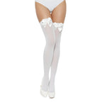 Women's Lace By LJ Thigh High – Lace Stockings With Bow - White > Clothes > Hosiery > Stockings