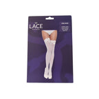 Women's Lace By LJ Thigh High – Lace Stockings With Bow - White > Clothes > Hosiery > Stockings