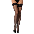 Lace By Lj Rhinestone Fishnet Thigh High Stockings - Stay Up Band - Black Default Title > Clothes > Hosiery > Stockings