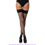 Lace By Lj Rhinestone Fishnet Thigh High Stockings - Stay Up Band - Black > Clothes > Hosiery > Stockings