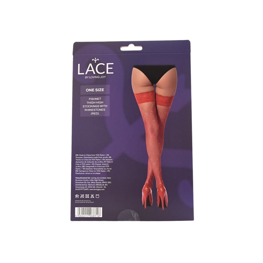 Lace By LJ Fishnet Thigh High Stockings With Rhinestones > Clothes > Hosiery > Stockings