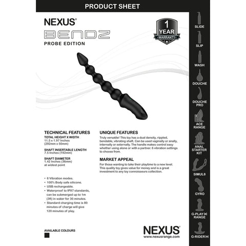 Nexus Bendz Vibrating Anal Probe > Anal Range > Vibrating Buttplug