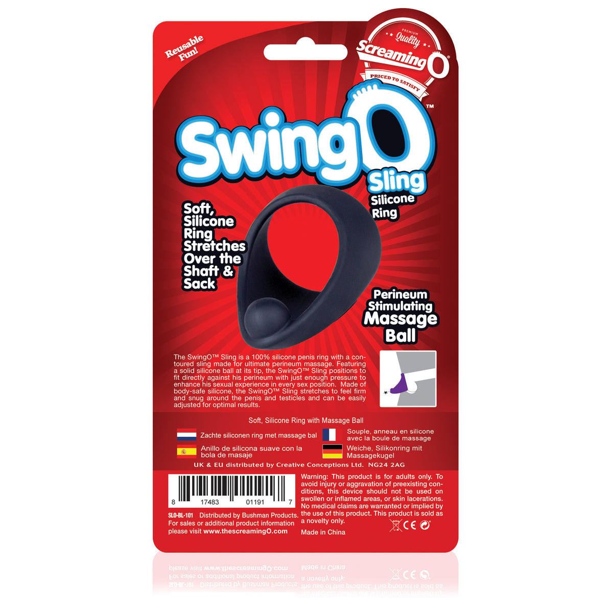 Screaming O SwingO Sling – Silky-Soft Silicone Perineum Cock Ring > Cock Ring > Single